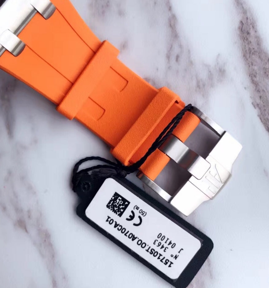 TOP! - 316L Steel - Orange rubber - Automatic - 42mm