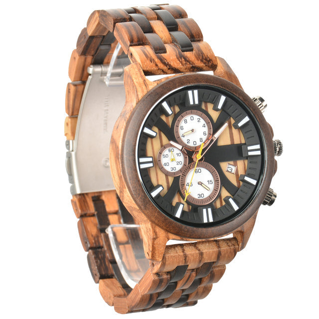 Wooden Style Men's Quartz Watch -42mm