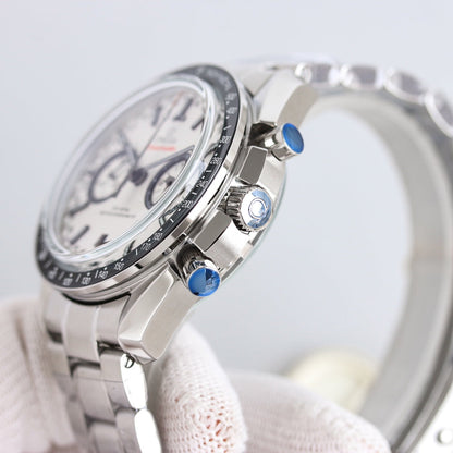 Chronograph -329.30.44.51.04.001- White- Black Ceramic- 316L Steel- Automatic - 44mm