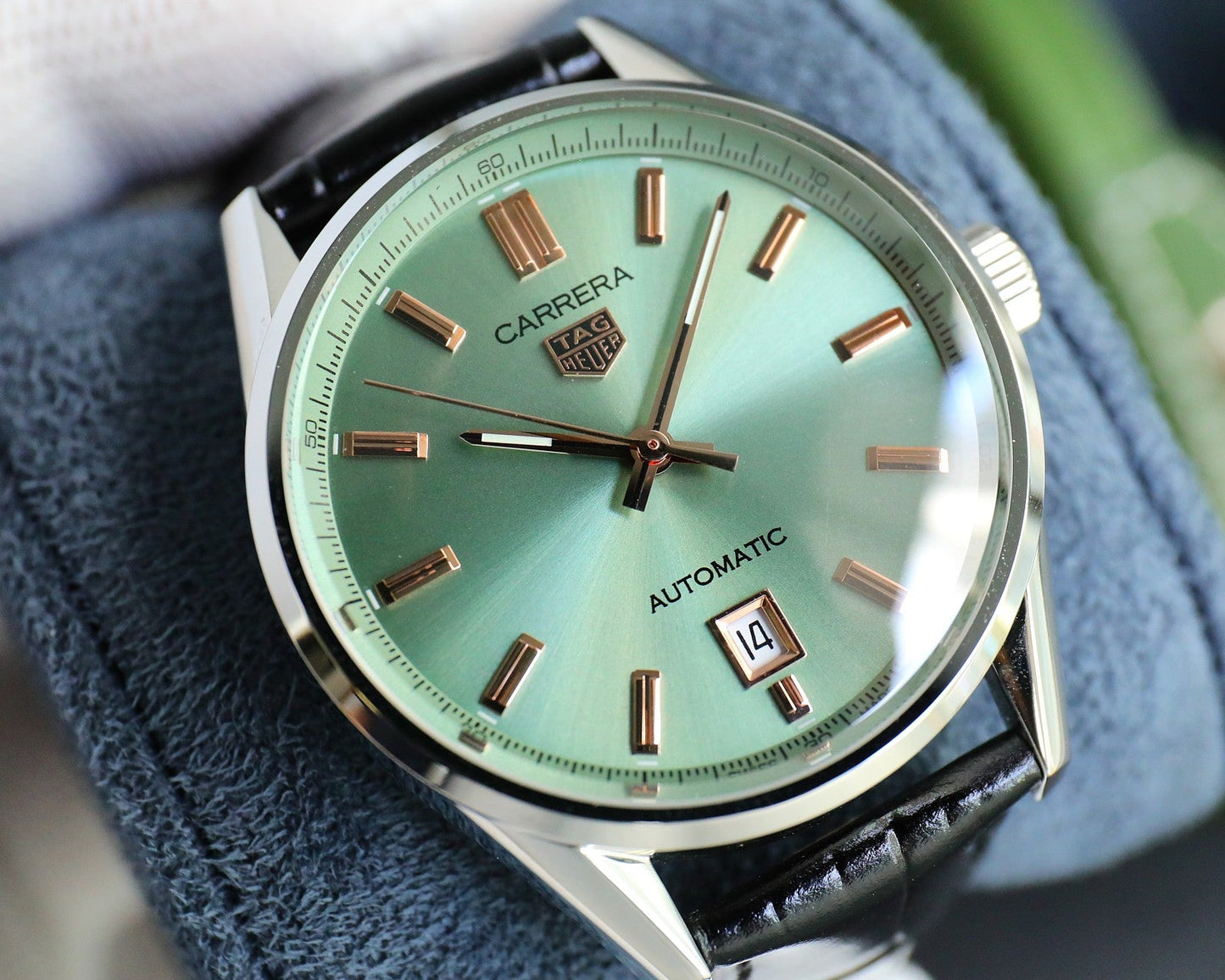 Green - Black Leather - Automatic - 41mm