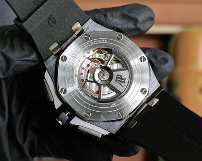 TOP! Chronograph- Black Ceramic- Black Rubber - Automatic - 44mm