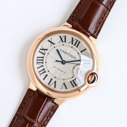 Yellow gold -White Silver - Brown Leather- Automatic - 36/42mm