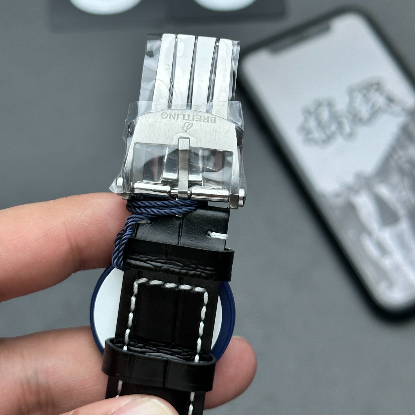 Chronograph - Grey - Black Leather - Automatic - 42mm