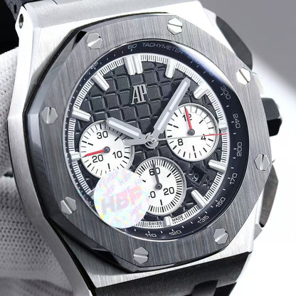 Chronograph- Panda face -Black Ceramic- Black Rubber - Automatic - 44mm