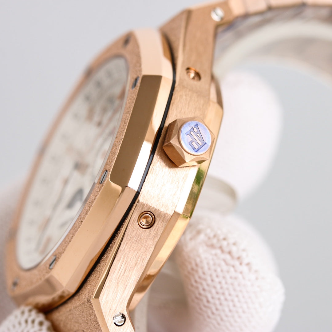 TOP! Frosted Rosegold - White Steel - Automatic - 41mm