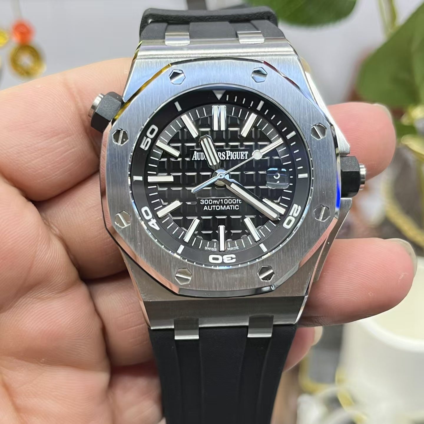 Silver Bezel Ceramic-Black Face -Black Rubber - Automatic - 42mm