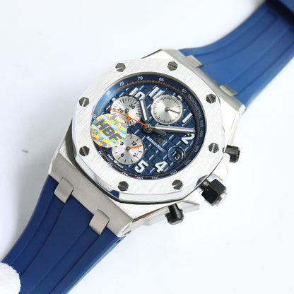 Blue White - Blue Rubber - 42mm