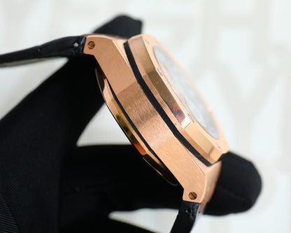 TOP! Rosegold Ceramic Bezel - Black Leather - Automatic - 44mm