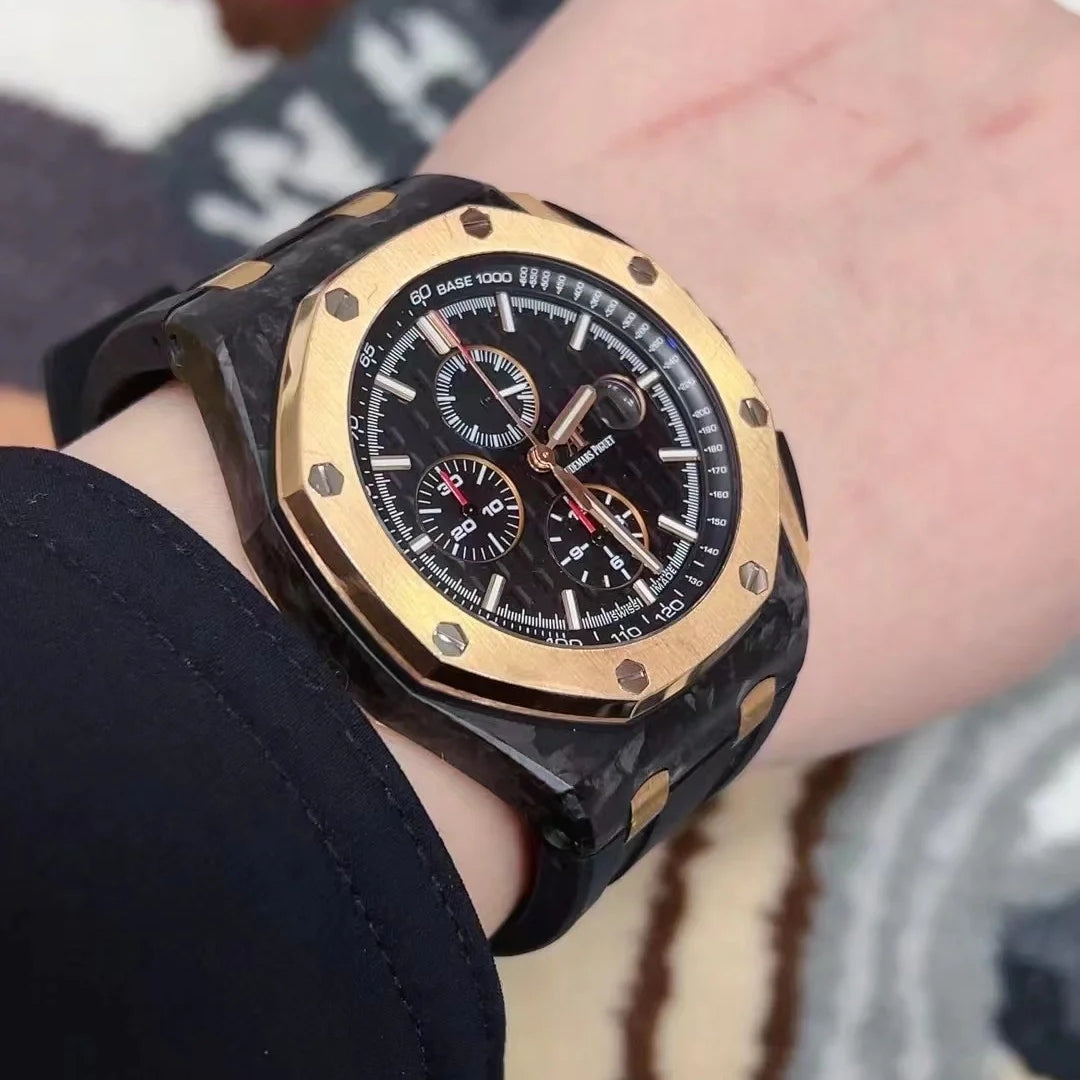 Chronograph-Rosegold Ceramic- Black Rubber - Automatic - 44mm