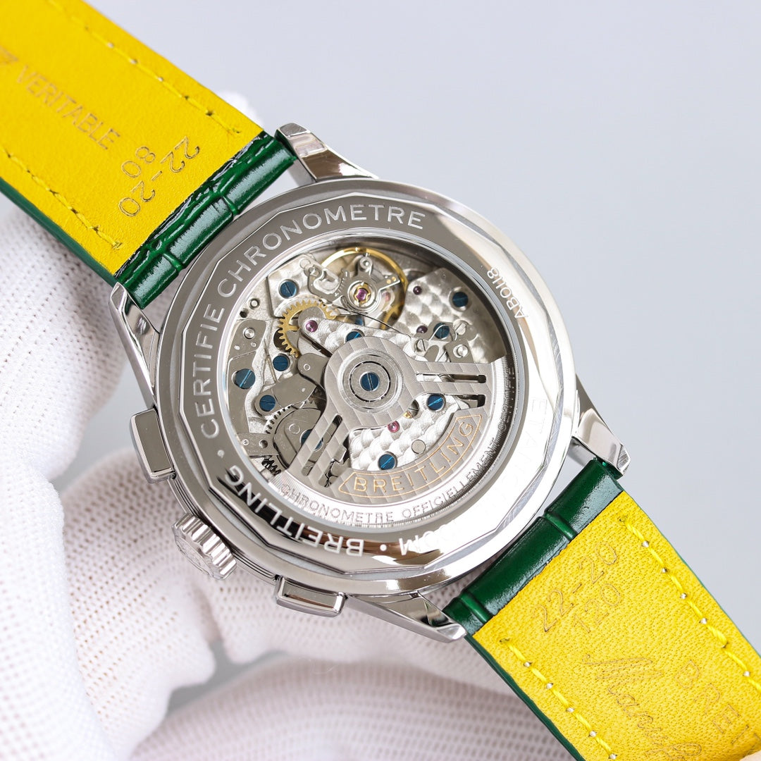 Chronograph -Green Silver - Green Leather - Automatic - 42mm