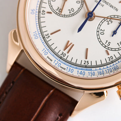 Chronograph - White Rosegold -Brown Leather - Automatic - 42mm