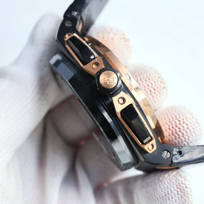 TOP! Rosegold Black Ceramic Bezel - Black Leather - Automatic - 44mm