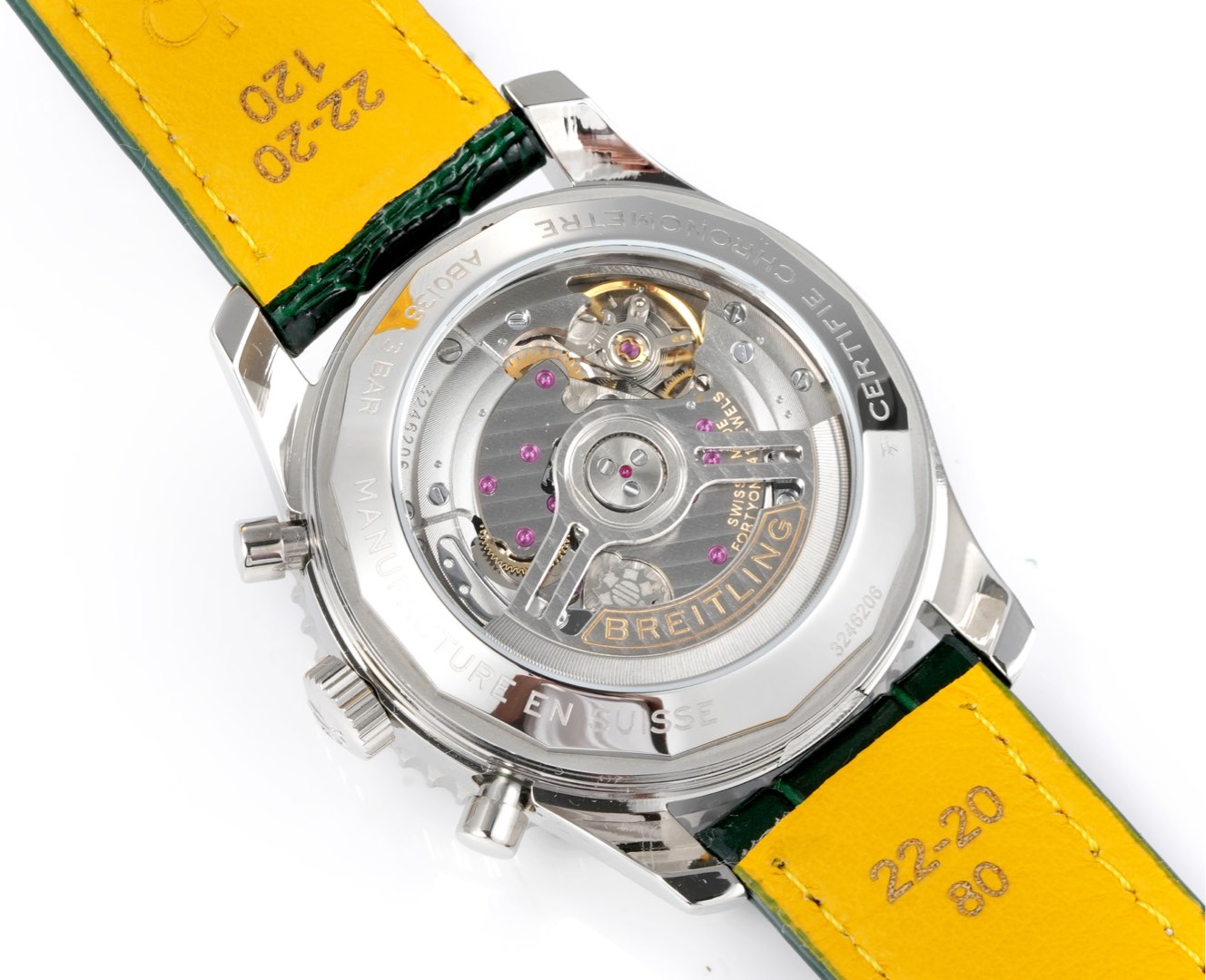 Chronograph - White bezel - Green White - N-Timer - Green Leather - Automatic - 43mm