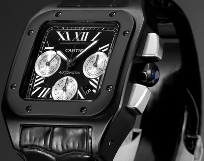 Chronograph - Black 316L Steel - Black Leather - Automatic - 42mm