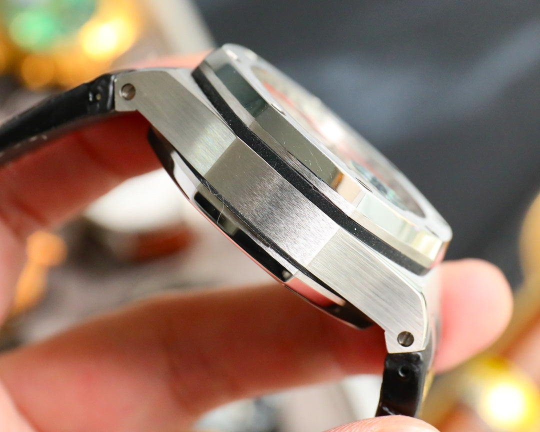 TOP! Panda Face Ceramic Bezel - Black Leather - Automatic - 42mm