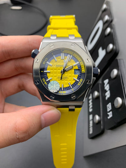 TOP! - 316L Steel - Yellow rubber - Automatic - 42mm