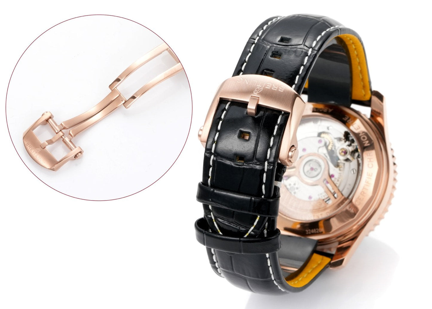 Chronograph - Rosegold bezel - Panda fece - N-Timer - Black Leather - Automatic - 43mm