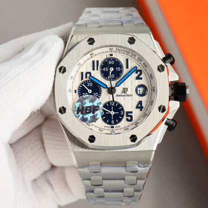 Chronograph - White Ceramic Bezel - Silver 904L Steel - Automatic - 42mm