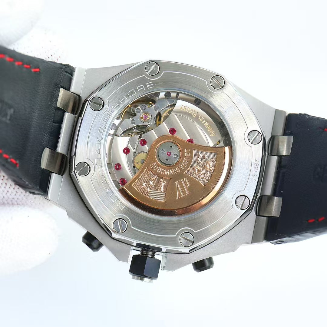 Chronograph-Black Ceramic- Black Red Leather - Automatic - 44mm