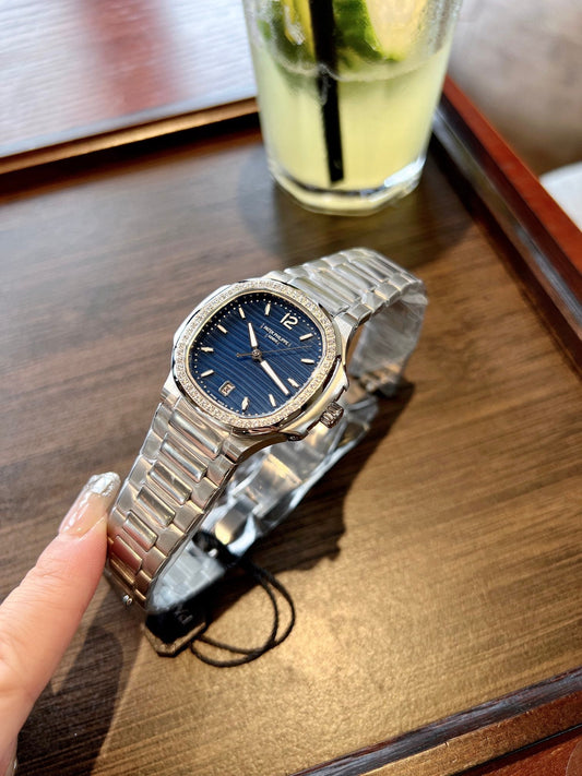 Lady - Blue - Rhinestones Bezel 316L Steel - Quartz - 35mm