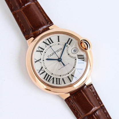 Yellow gold -White Silver - Brown Leather- Automatic - 36/42mm