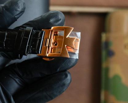 Toubillon -Black Rosegold - Black Leather - Automatic - 44mm