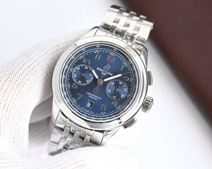 Chronograph - Blue White - Silver 316L Steel - Automatic - 42mm