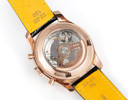 Chronograph - Rosegold bezel - Panda fece - N-Timer - Black Leather - Automatic - 43mm