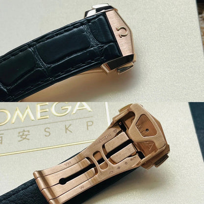 Chronograph -Rosegold- Black - Black Leather- Automatic - 42mm