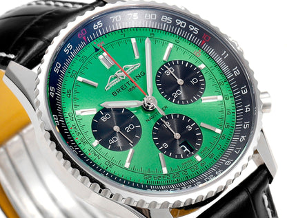 Chronograph - Black Ceramic - Green- N-Timer - Black Leather - Automatic - 43mm