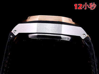 Rosegold Ceramic - Black Leather - Automatic - 44mm