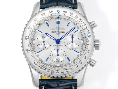 Chronograph - Silver Blue - N-Timer - Blue Leather - Automatic - 43mm