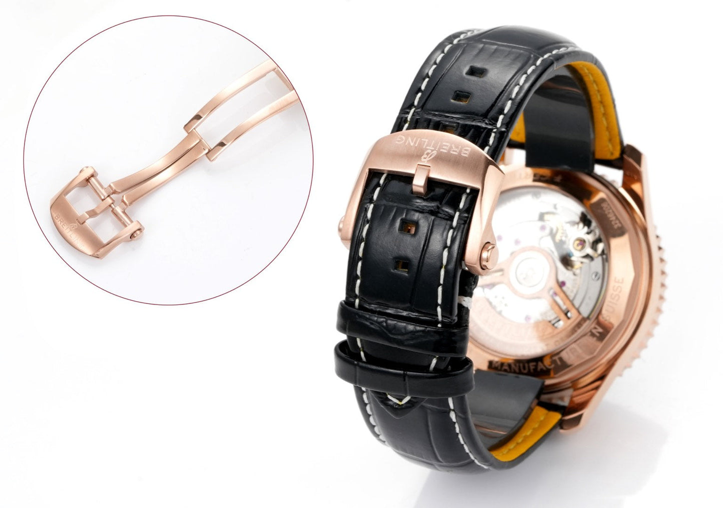 Chronograph - Rosegold bezel - Green Black - N-Timer - Black Leather - Automatic - 43mm