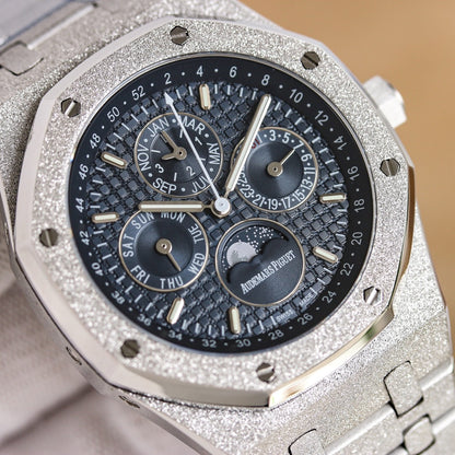 TOP! Frosted Black - White Steel - Automatic - 41mm