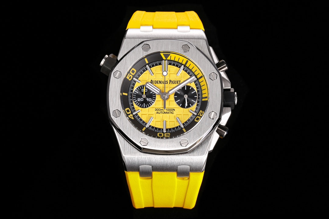 TOP! - 316L Steel - Yellow rubber - Automatic - 42mm