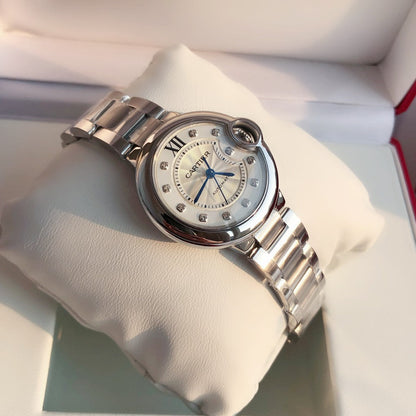 LADY -White Silver- 316L Steel - Quartz - 33mm