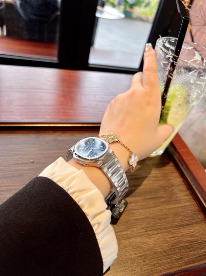 Lady - Blue - Rhinestones Bezel 316L Steel - Quartz - 35mm