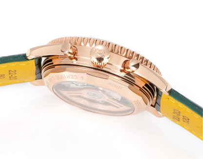 Chronograph - Rosegold White - Green - N-Timer - Green Leather - Automatic - 43mm
