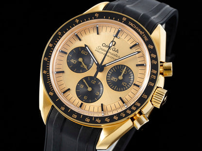 Chronograph -Yellowgold- Black Silver - Black Rubber- Automatic - 42mm