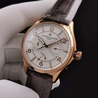 White Silver - 83520/000R-9909- Brown Leather - Automatic - 40mm
