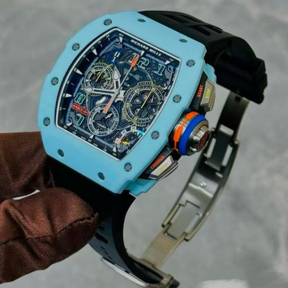 Baby Blue Ceramic- Black Rubber - Automatic - 40*51mm