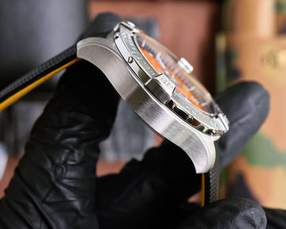 Chronograph -Silver Ceramic Yellow - Black Rubber - Quartz - 43mm