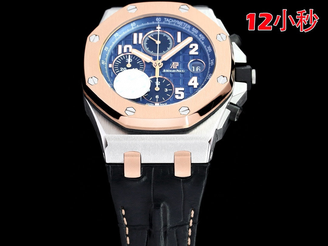 Rosegold Ceramic - Black Leather - Automatic - 44mm