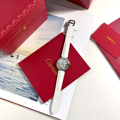 LADY -Rhinestone Bezel- White Leather - Quartz - 33mm