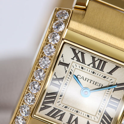 LADY- Bracelets & Mini Watch- Diamond Bezel -Yellowgold - 904L Steel- Quartz -21*25mm