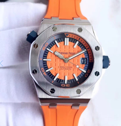 TOP! - 316L Steel - Orange rubber - Automatic - 42mm