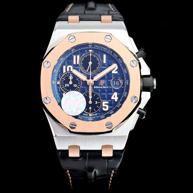 Rosegold Ceramic - Black Leather - Automatic - 44mm