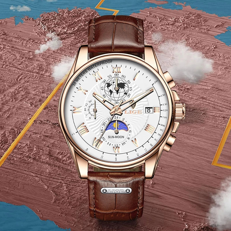 Men's Leather Automatic Watch - 40mm