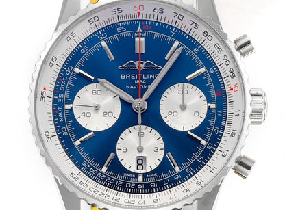 Chronograph - White Ceramic - Blue- N-Timer - Brown Leather - Automatic - 43mm