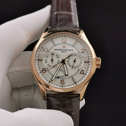 White Rosegold - 83520/000R-9909- Brown Leather - Automatic - 40mm